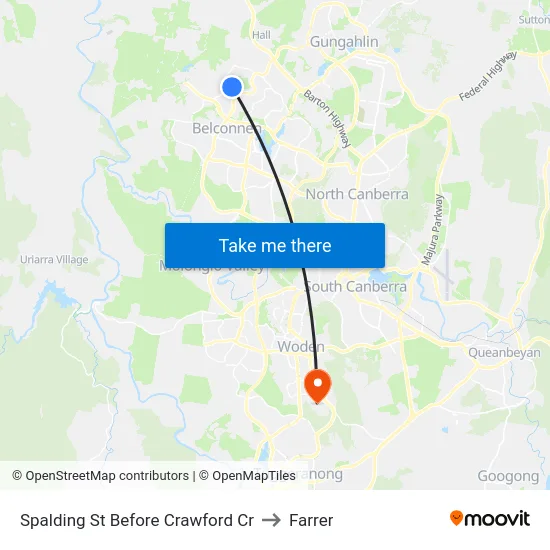 Spalding St Before Crawford Cr to Farrer map