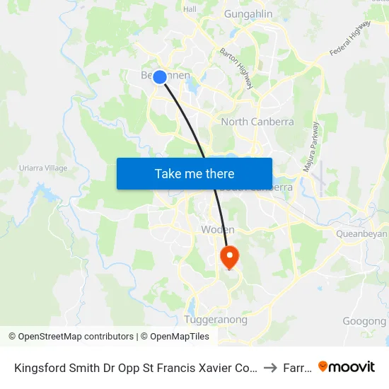 Kingsford Smith Dr Opp St Francis Xavier College to Farrer map