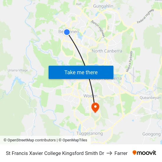 St Francis Xavier College Kingsford Smith Dr to Farrer map