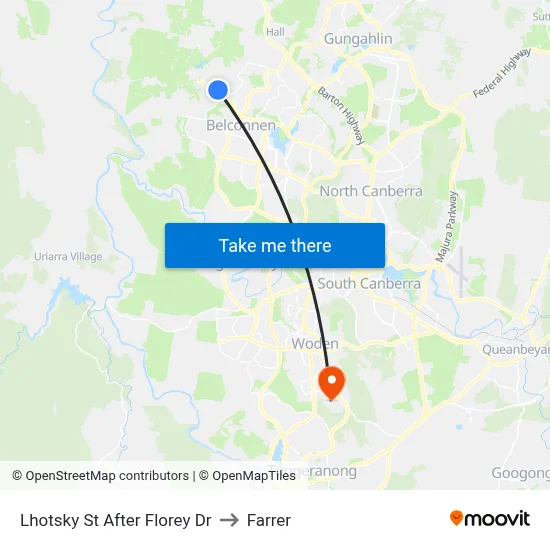 Lhotsky St After Florey Dr to Farrer map