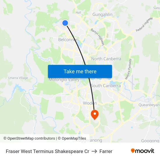 Fraser West Terminus Shakespeare Cr to Farrer map
