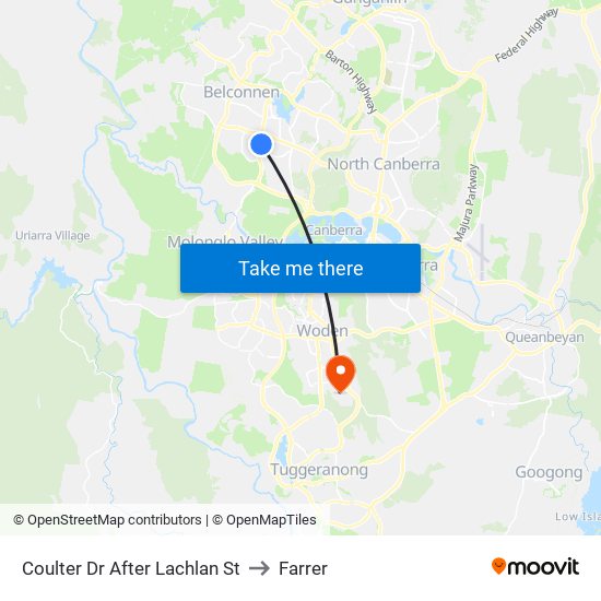 Coulter Dr After Lachlan St to Farrer map