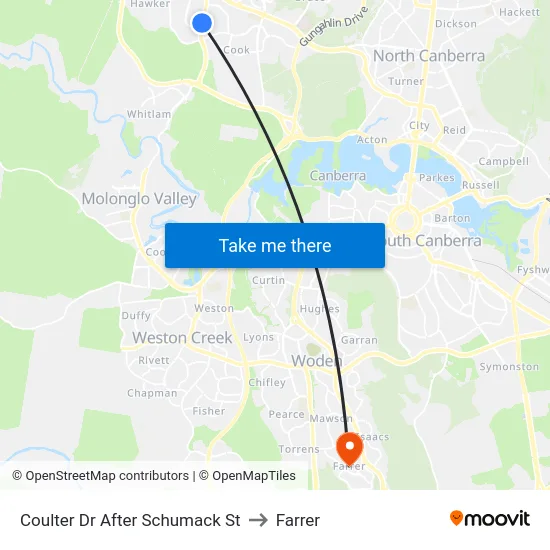 Coulter Dr After Schumack St to Farrer map