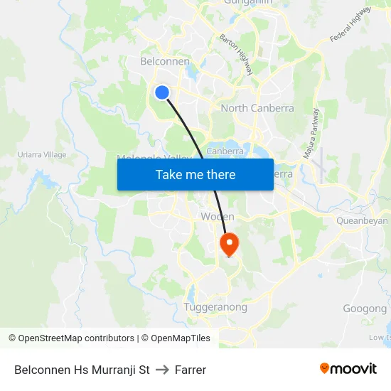 Belconnen Hs Murranji St to Farrer map
