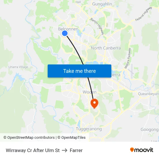 Wirraway Cr After Ulm St to Farrer map