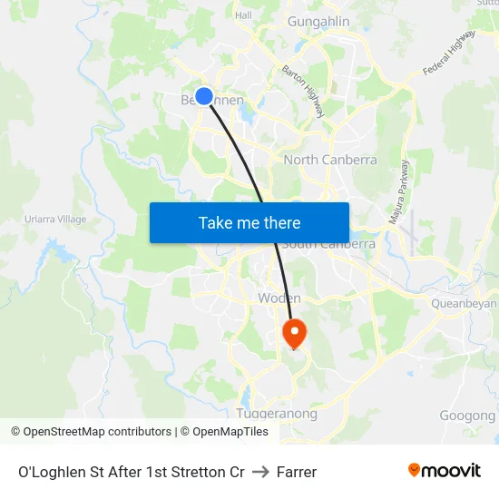 O'Loghlen St After 1st Stretton Cr to Farrer map