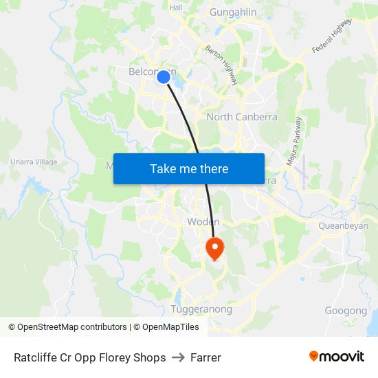 Ratcliffe Cr Opp Florey Shops to Farrer map