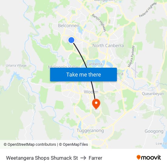 Weetangera Shops Shumack St to Farrer map