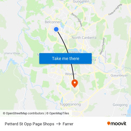 Petterd St Opp Page Shops to Farrer map