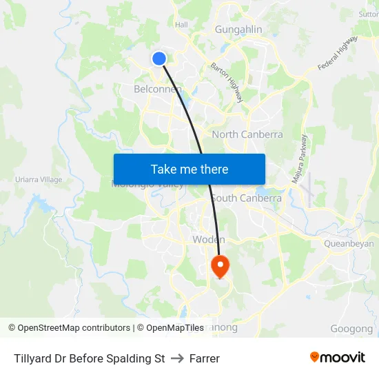Tillyard Dr Before Spalding St to Farrer map