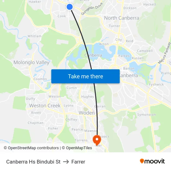 Canberra Hs Bindubi St to Farrer map