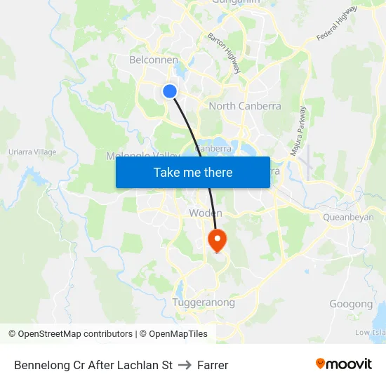 Bennelong Cr After Lachlan St to Farrer map