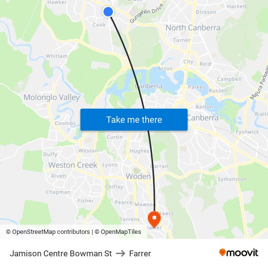 Jamison Centre Bowman St to Farrer map