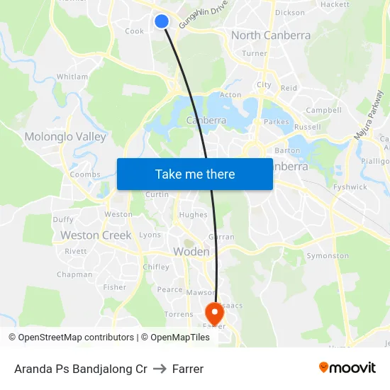 Aranda Ps Bandjalong Cr to Farrer map