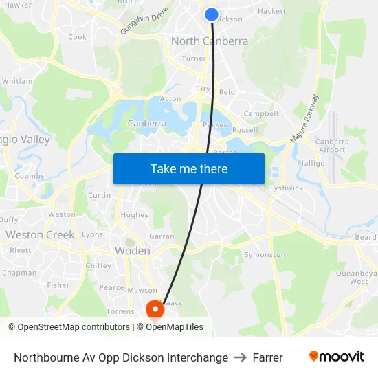 Northbourne Av Opp Dickson Interchange to Farrer map