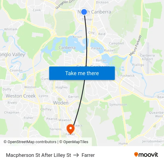 Macpherson St After Lilley St to Farrer map