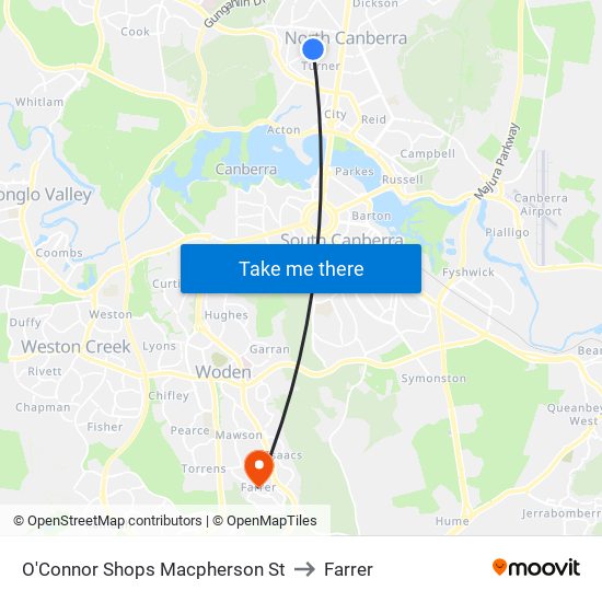 O'Connor Shops Macpherson St to Farrer map