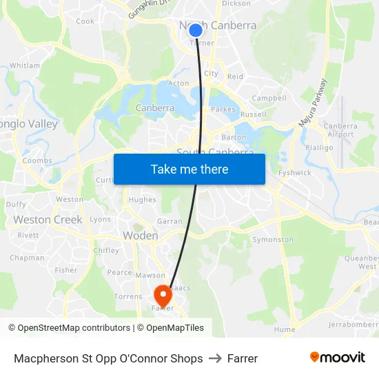 Macpherson St Opp O'Connor Shops to Farrer map