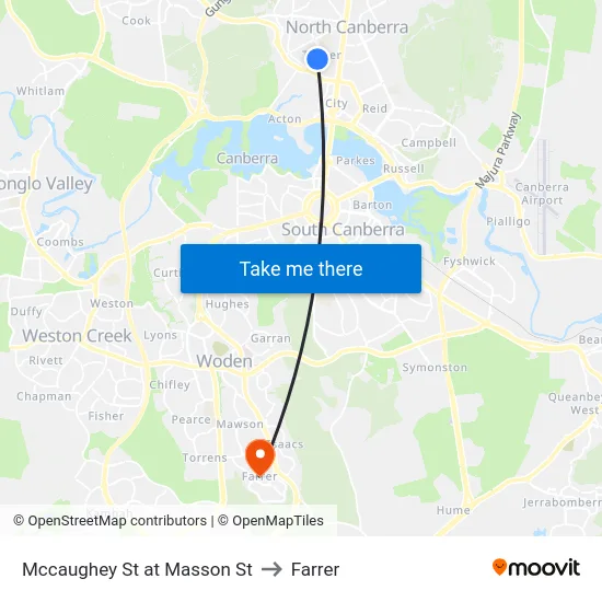 Mccaughey St at Masson St to Farrer map