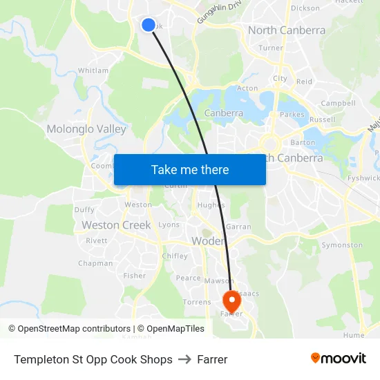 Templeton St Opp Cook Shops to Farrer map