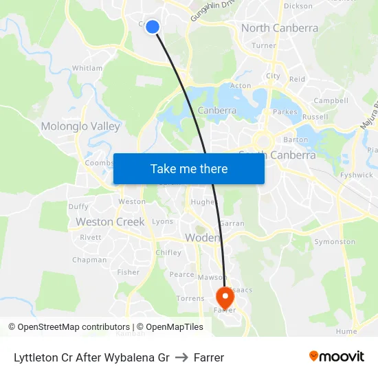 Lyttleton Cr After Wybalena Gr to Farrer map