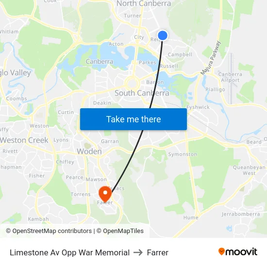 Limestone Av Opp War Memorial to Farrer map