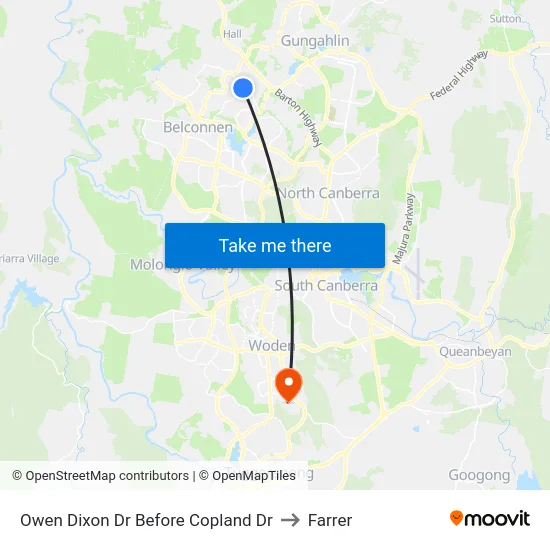 Owen Dixon Dr Before Copland Dr to Farrer map