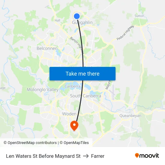 Len Waters St Before Maynard St to Farrer map