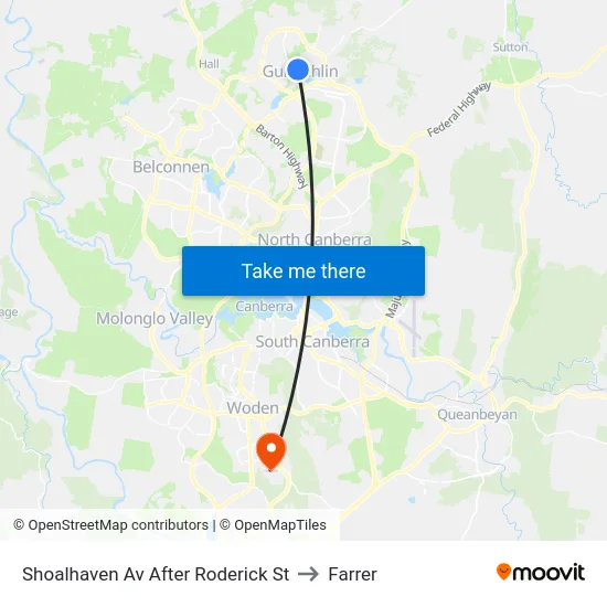 Shoalhaven Av After Roderick St to Farrer map
