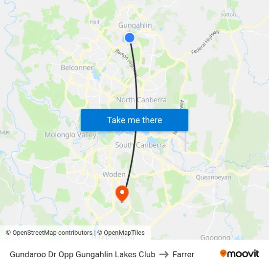 Gundaroo Dr Opp Gungahlin Lakes Club to Farrer map