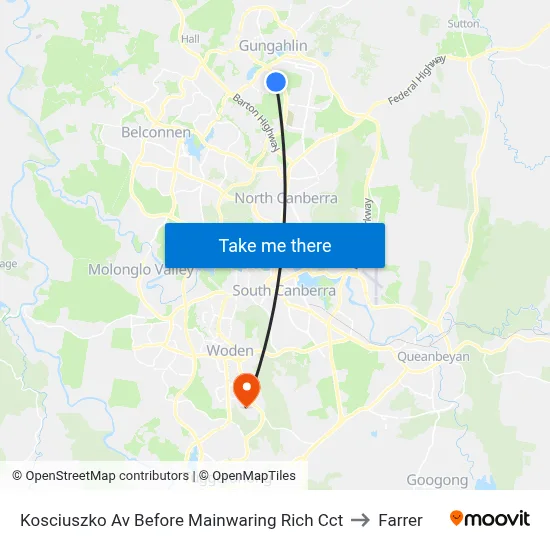 Kosciuszko Av Before Mainwaring Rich Cct to Farrer map
