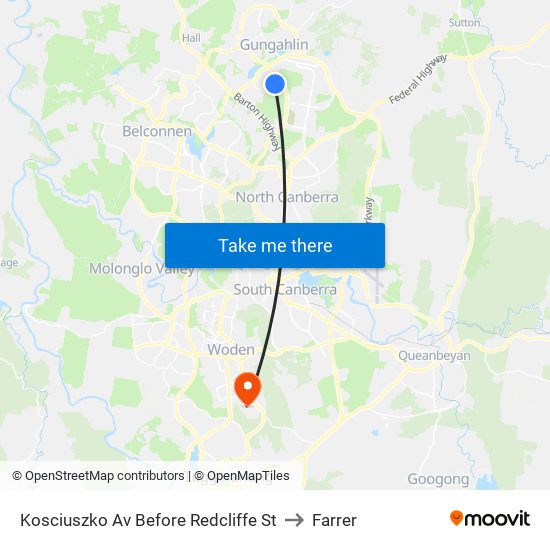 Kosciuszko Av Before Redcliffe St to Farrer map