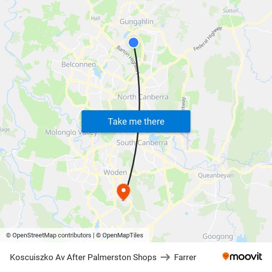 Koscuiszko Av After Palmerston Shops to Farrer map