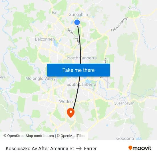 Kosciuszko Av After Amarina St to Farrer map