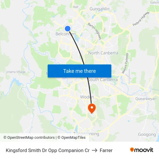 Kingsford Smith Dr Opp Companion Cr to Farrer map