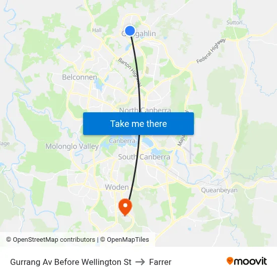 Gurrang Av Before Wellington St to Farrer map