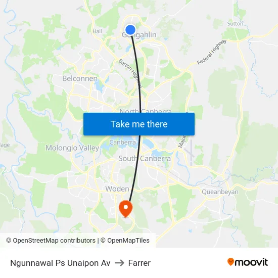 Ngunnawal Ps Unaipon Av to Farrer map