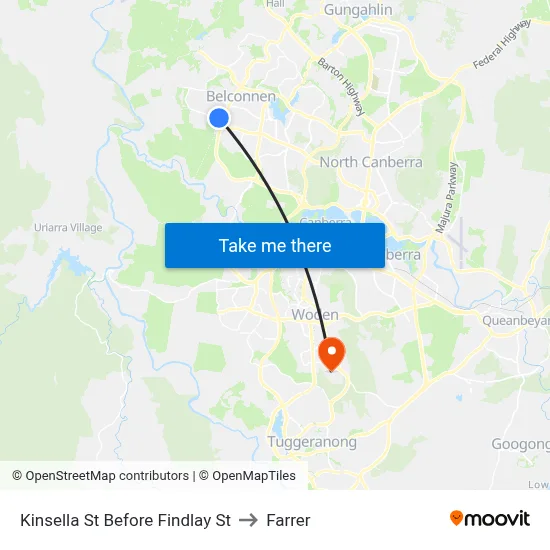 Kinsella St Before Findlay St to Farrer map