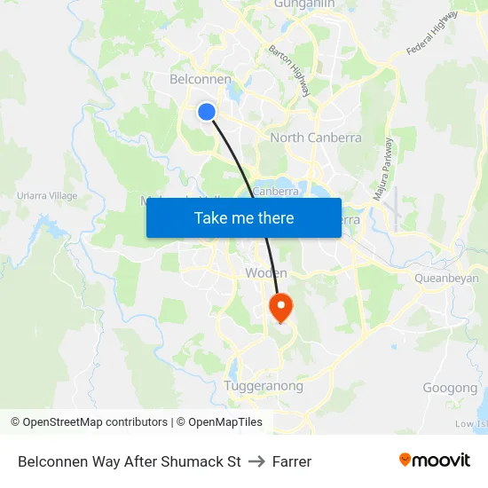 Belconnen Way After Shumack St to Farrer map