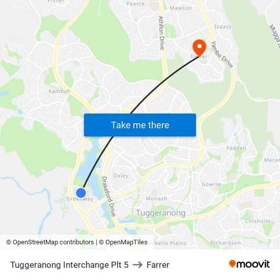 Tuggeranong Interchange Plt 5 to Farrer map