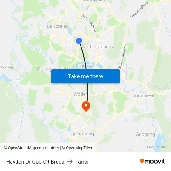 Haydon Dr Opp Cit Bruce to Farrer map