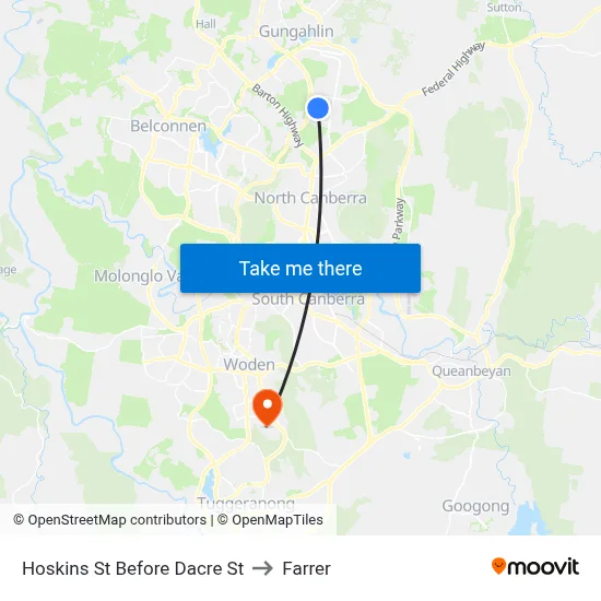 Hoskins St Before Dacre St to Farrer map