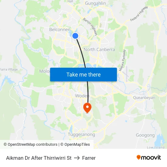Aikman Dr After Thirriwirri St to Farrer map