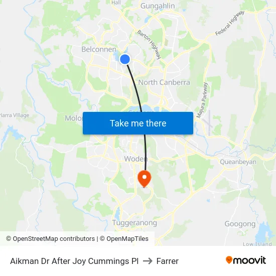 Aikman Dr After Joy Cummings Pl to Farrer map