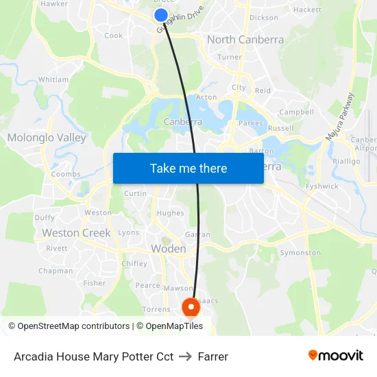 Arcadia House Mary Potter Cct to Farrer map