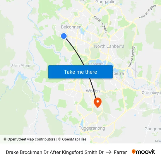 Drake Brockman Dr After Kingsford Smith Dr to Farrer map