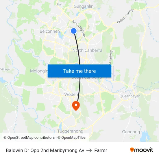 Baldwin Dr Opp 2nd Maribyrnong Av to Farrer map