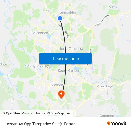 Lexcen Av Opp Temperley St to Farrer map