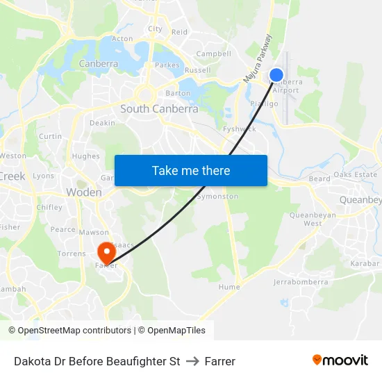 Dakota Dr Before Beaufighter St to Farrer map