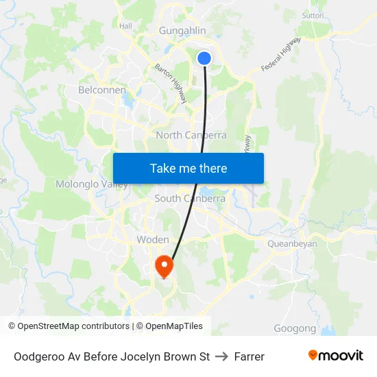 Oodgeroo Av Before Jocelyn Brown St to Farrer map